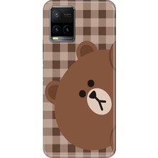 Senada Vivo Y32 Y33S Kılıf Desenli Baskılı Tpu Rubber Kapak Ekose Bear