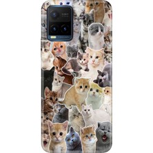 Senada Vivo Y21S Kılıf Desenli Baskılı Tpu Rubber Kapak Cats World
