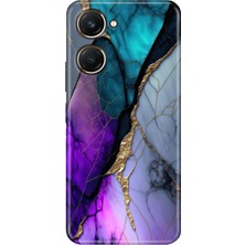 Senada Vivo Y18 Kılıf Desenli Baskılı Tpu Rubber Kapak Altın Tozu