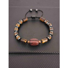 Tahrastone Rondela Kesim 6 mm Kaplangözü-Lal Garnet ve Hematit Doğaltaş Bileklik Takı Aksesuar Erkek Bileklik