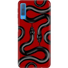 Samsung Galaxy A7 2018 Kılıf Desenli Baskılı Tpu Rubber Kapak Yılan Moda