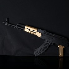 Ultra Gerçekçi Ak-47 Kalaşnikof Plastik Maket Gold  (Dekor Amaçlı) - Gerçek Boyut