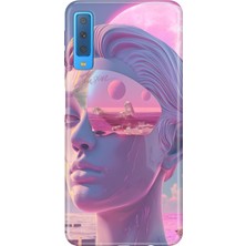 Senada Samsung Galaxy A7 2018 Kılıf Desenli Baskılı Tpu Rubber Kapak Cyber Girl