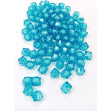 Marsilyan Küp Boncuk Içten Boncuklu Bileklik Çanta Boncuğu 10 mm 50 gr Gök Mavi - BNC449