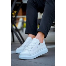 Mirelle Beyaz Fermuar ve Bağcıklı  Günlük Erkek  Ayakkabı