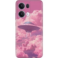 Oppo Reno 13 Pro Kılıf Desenli Baskılı Tpu Rubber Kapak Pembe Ufo