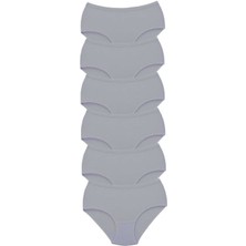 Marsilyan 6 Adet Tutku Kadın Yüksek Bel Bato Kalın Lastik Külot Gri