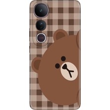 Senada Vivo V50 Lite Kılıf Desenli Baskılı Tpu Rubber Kapak Ekose Bear