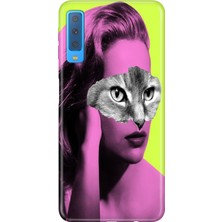 Senada Samsung Galaxy A7 2018 Kılıf Desenli Baskılı Tpu Rubber Kapak Cat Face