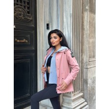 Ezel Glory Kadın Ek Parça Kapüşon Kol Arma Detay Gabardin Ceket