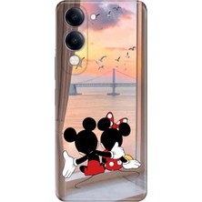 Adasena Vivo Y04 Kılıf Desenli Baskılı Tpu Rubber Kapak Sevimli Aşıklar
