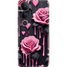 Senada Vivo V50 Lite Kılıf Desenli Baskılı Tpu Rubber Kapak Akan Güller