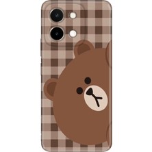 Senada Vivo Y28 Kılıf Desenli Baskılı Tpu Rubber Kapak Ekose Bear