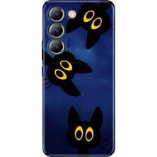 Senada Vivo V30 Lite Kılıf Desenli Baskılı Tpu Rubber Kapak Karanlık Kedileri