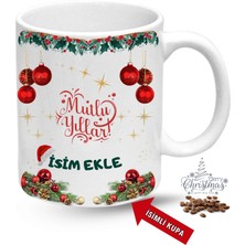 Caisya Yılbaşı Hediyesi Mutlu Yıllar Christmas Isimli Baskılı Porselen Kupa Bardak