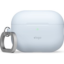 Elago Airpods Pro 3 Premium Silikon Kılıf – Metal Kancalı, LED Görünür Ön Kısım Açık Mavi
