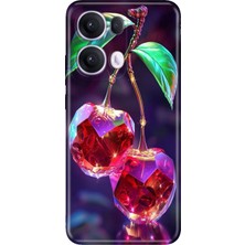 Adasena Oppo Reno 13 Pro Kılıf Desenli Baskılı Tpu Rubber Kapak Kristal Kiraz