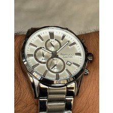 Ferrucci Gümüş Renk Beyaz Kadranlı Fonksiyonlu Tarihli Erkek Saati