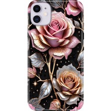 Senada iPhone 11 Kılıf Desenli Baskılı Tpu Rubber Kapak Gold Gül