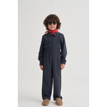 Cigit Tencel Önü Fermuarlı Tulum 2-7 Yaş Lacivert