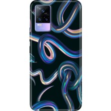 Senada Vivo V21E Kılıf Desenli Baskılı Tpu Rubber Kapak Fosforlu Yılan