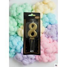 Metalik Gold Rakam Mum 8