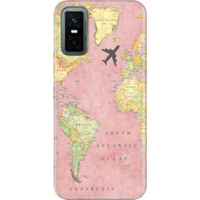 Adasena Infinix Gt 30 Pro Kılıf Desenli Baskılı Tpu Rubber Kapak Pembe Harita