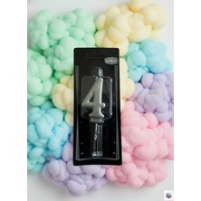 Metalik Silver Rakam Mum 4