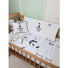 Karsu Tasarım Isme Özel Nakış Işleme Organik Hastane Çıkış Seti (Takı Yastıklı 11 Parça ) 0-3 Ay