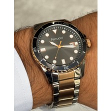 Ferrucci Gümüş ve Bronz Renk Siyah Kadranlı Tarihli Erkek Saati