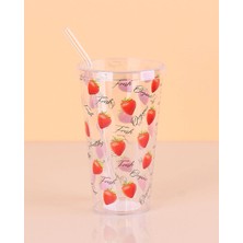 Marsilyan Desenli Plastik Pipetli Bardak 16 cm 1 Adet ROYALEKS-ENF-040