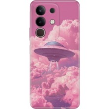Adasena Vivo Y29 Kılıf Desenli Baskılı Tpu Rubber Kapak Pembe Ufo