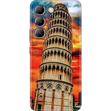 Adasena Vivo V30 Lite Kılıf Desenli Baskılı Tpu Rubber Kapak Pizza Kulesi