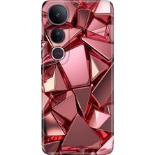 Adasena Vivo V50 Lite Kılıf Desenli Baskılı Tpu Rubber Kapak Pembe Deco