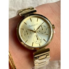 Ajda Bilezik Hediyeli Gold Fonksiyon Görünümlü Ferrucci Kadın Saati