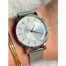 Ajda Bilezik Hediyeli Gümüş Hasır Kordon Ferrucci Kadın Saati