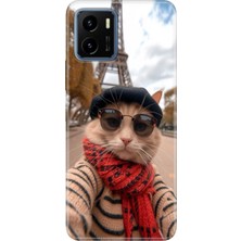 Adasena Vivo Y15S Kılıf Desenli Baskılı Tpu Rubber Kapak Selfie Cat