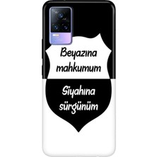 Adasena Vivo V21E Kılıf Desenli Baskılı Tpu Rubber Kapak Siyah Beyaz Aşkım