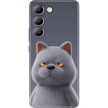 Adasena Vivo V30 Lite Kılıf Desenli Baskılı Tpu Rubber Kapak Uykulu Kedi