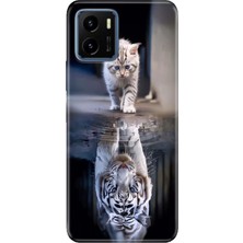 Senada Vivo Y15S Kılıf Desenli Baskılı Tpu Rubber Kapak Big Cat