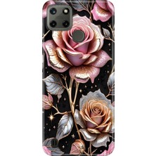 Senada iPhone 7 Plus - 8 Plus Kılıf Desenli Baskılı Tpu Rubber Kapak Gold Gül