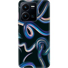 Senada Vivo Y22S Y35 Kılıf Desenli Baskılı Tpu Rubber Kapak Fosforlu Yılan