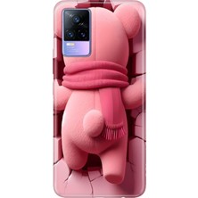Adasena Vivo V21E Kılıf Desenli Baskılı Tpu Rubber Kapak Pink Bear