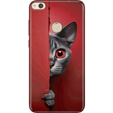 Adasena Huawei P9 Lite 2017 Kılıf Desenli Baskılı Tpu Rubber Kapak Red Cat