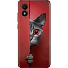 Adasena Tcl 303 Kılıf Desenli Baskılı Tpu Rubber Kapak Red Cat