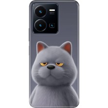 Adasena Vivo Y22S Y35 Kılıf Desenli Baskılı Tpu Rubber Kapak Uykulu Kedi