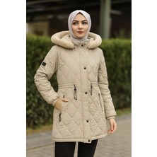 Glr & Gym Semira Kadın Büyük Beden Nova Kumaş Astarlı  Kapitone Mont