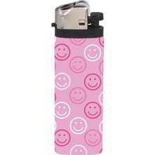 Çakmak Pembe Gülen Suratlar Full Kaplamalı Gazlı Çakmak