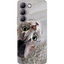 Senada Vivo V30 Lite Kılıf Desenli Baskılı Tpu Rubber Kapak Evdeki Kedi