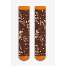 Neşeli Çoraplar Kahvarengi Noel Süsler Havlu Çorap